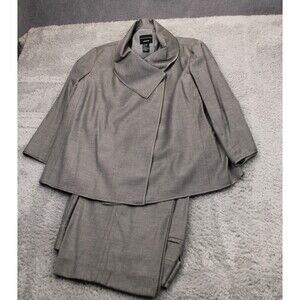 Doncaster Collection Women's Gray Wool Blend Asymmetrical Suit Set Jacket Pants